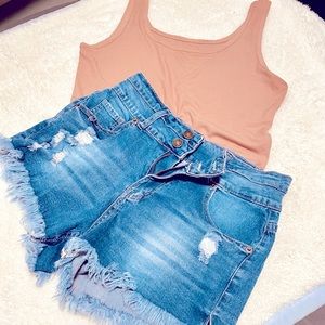 Women’s SHEIN mid-rise Shorts and Crop Top. Both size medium